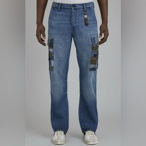 PRPS Miyagi Patchwork Japanese Selvedge Men’s Denim Jean 28  Blue Cargo